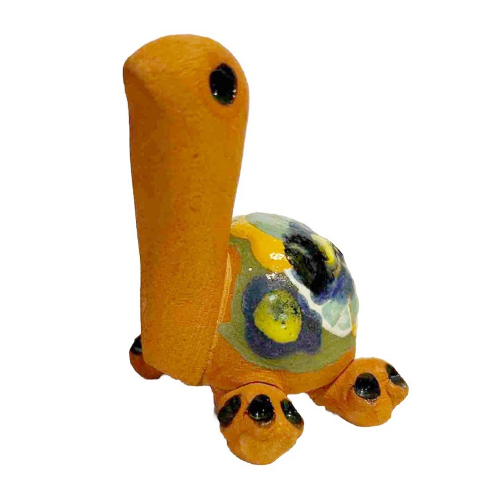 Handmade Terra Cotta Pottery Ceramic Turtle Figurine Figure Multicolour Painted